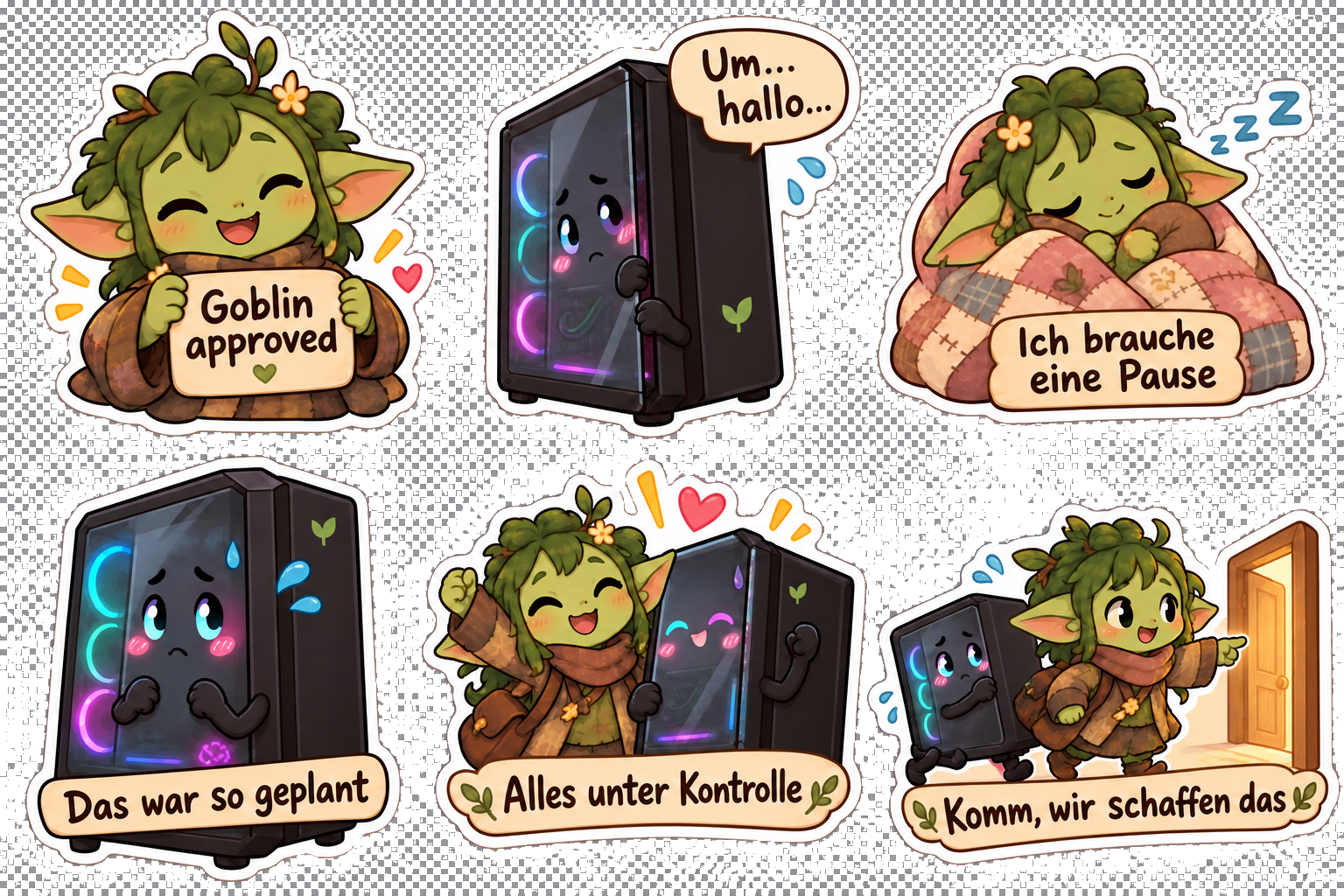 GoblinStudio Stickerpack V1 mit Gobii und Olaf.